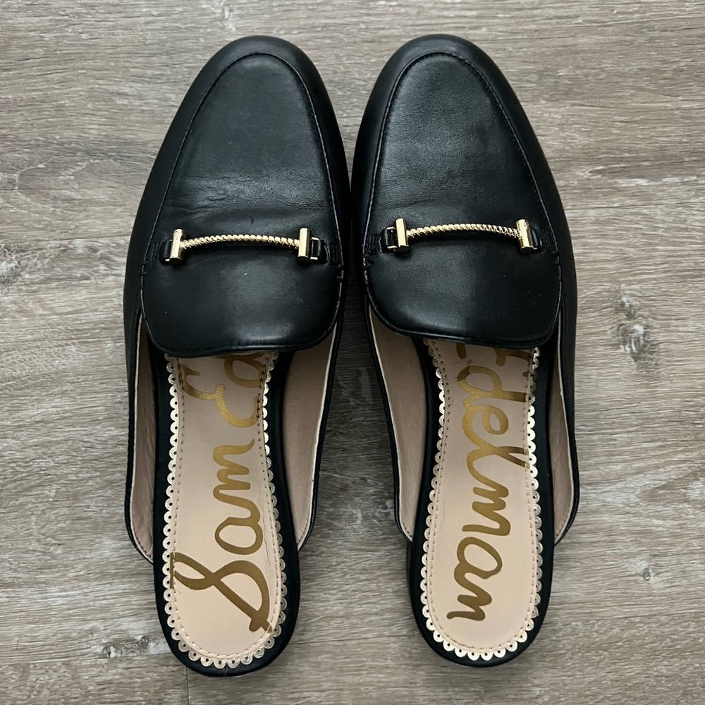 Sam Edelman Black Leather Flat Mules